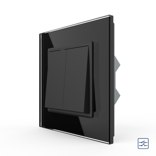 Двухклавишный перекрестный выключатель Livolo черный (VL-C7FCMM10A-1BP)