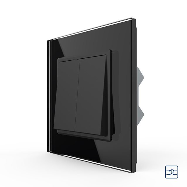 Двухклавишный перекрестный выключатель Livolo черный (VL-C7FCMM10A-1BP)