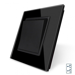 Одноклавишный перекрестный выключатель Livolo черный стекло (VL-C7FCMM10A-2BP)