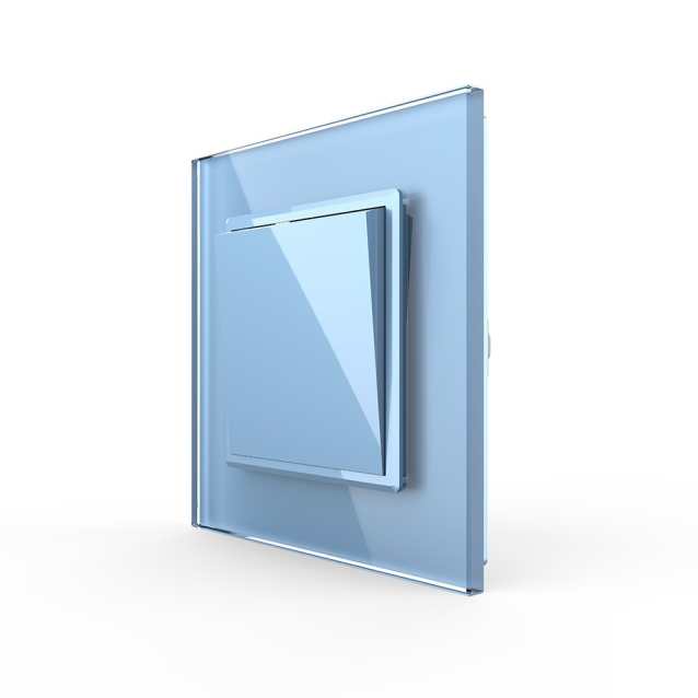 Одноклавишный выключатель Livolo голубой стекло (VL-C7K1-19)