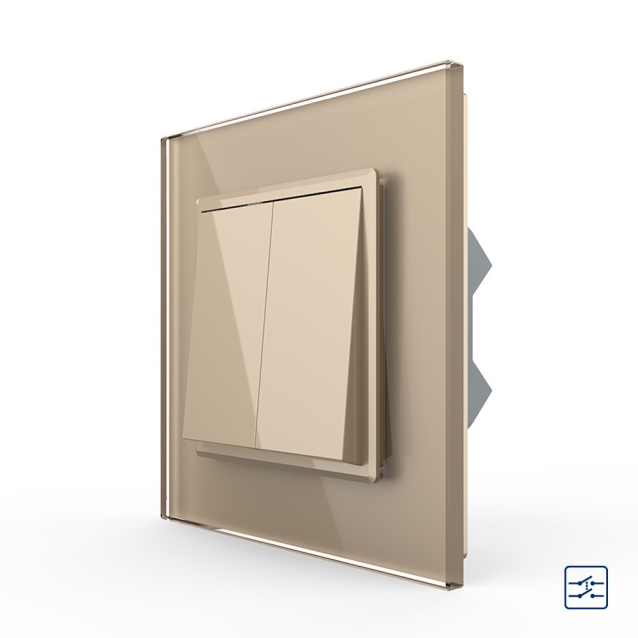 Двухклавишный перекрестный выключатель Livolo золотой (VL-C7FCMM10A-1AP)