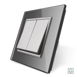 Двухклавишная кнопка Импульсный выключатель Livolo серый стекло (VL-C7K2H-15)