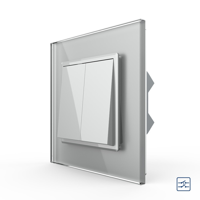 Двухклавишный перекрестный выключатель Livolo серый (VL-C7FCMM10A-1IP)