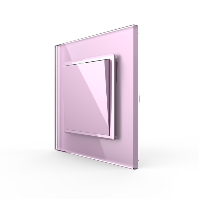 Одноклавишный выключатель Livolo розовый стекло (VL-C7K1-17)