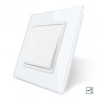 Одноклавишный проходной выключатель Livolo белый стекло (VL-C7K1S-11)