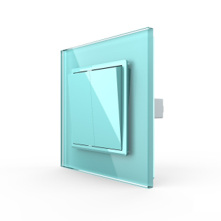 Двухклавишный выключатель Livolo зеленый стекло (VL-C7K2-18)