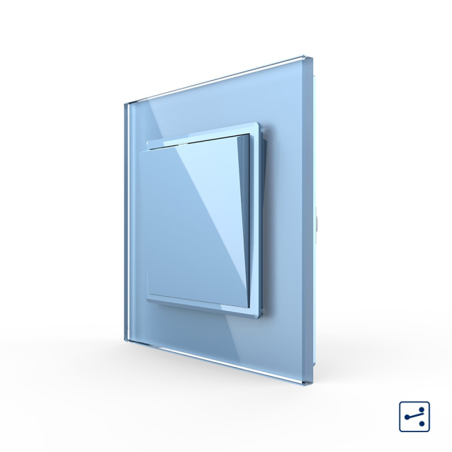 Одноклавишный проходной выключатель Livolo голубой стекло (VL-C7K1S-19)