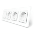 Одноклавишный выключатель с тройной розеткой Livolo белый стекло (VL-C7K1/FCTC16A/FCTC16A/FCTC16A-8WP)