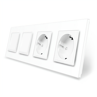 Комплект одноклавишных выключателей с двойной розеткой Livolo белый стекло (VL-C7K1/K1/FCTC16A/FCTC16A-8WP)