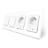 Комплект одноклавишных выключателей с двойной розеткой Livolo белый стекло (VL-C7K1/K1/FCTC16A/FCTC16A-8WP)