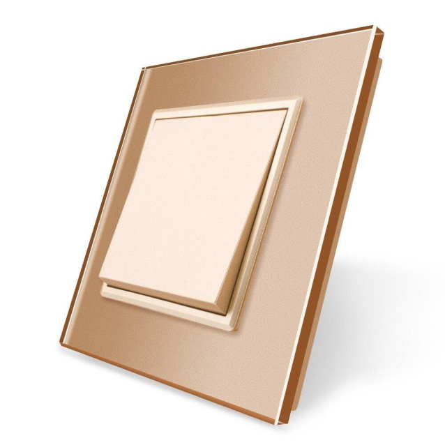 Одноклавишный проходной выключатель Livolo золото стекло (VL-C7K1S-13)