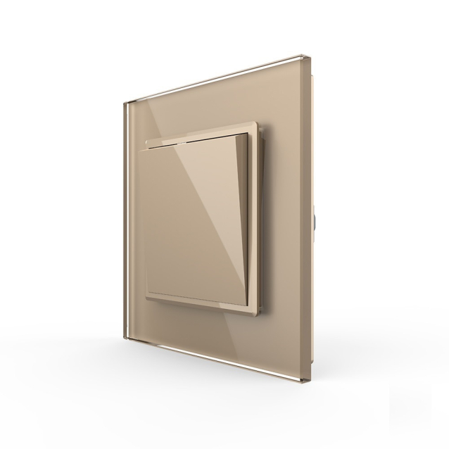 Одноклавишный проходной выключатель Livolo золото стекло (VL-C7K1S-13)