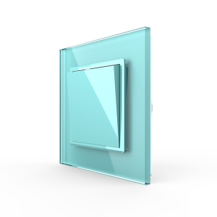 Одноклавишный проходной выключатель Livolo зеленый стекло (VL-C7K1S-18)