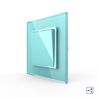 Одноклавишный проходной выключатель Livolo зеленый стекло (VL-C7K1S-18)