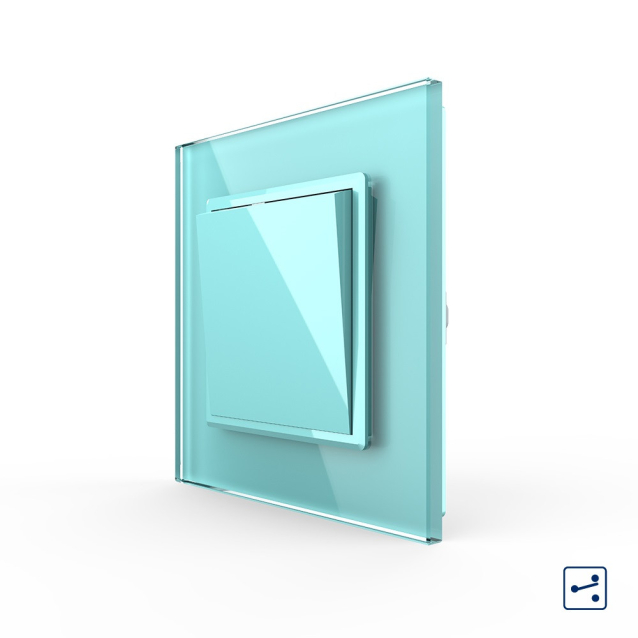 Одноклавишный проходной выключатель Livolo зеленый стекло (VL-C7K1S-18)