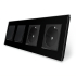 Комплект одноклавишных выключателей с двойной розеткой Livolo черный стекло (VL-C7K1/K1/FCTC16A/FCTC16A-8BP)