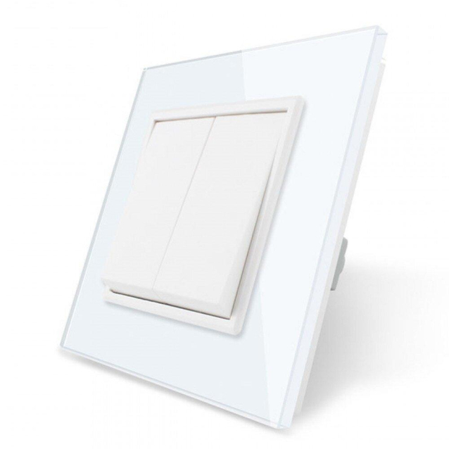 Двухклавишный выключатель Livolo белый стекло (VL-C7K2-11)