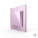 Одноклавишный проходной выключатель Livolo розовый стекло (VL-C7K1S-17)