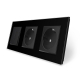 Одноклавишный выключатель с двойной розеткой Livolo черный стекло (VL-C7C2EUK1-12)