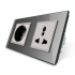 Розетка двухместная силовая и универсальная Livolo серый стекло (VL-C7C1EUC1C-15)