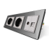 Розетка трехместная комбинированная Силовая Интернет ТВ Livolo серый стекло (VL-C7C2EU1C1V-15)