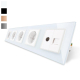 Розетка пятиместная комбинированная Силовая Интернет ТВ Livolo белый стекло (VL-C7C4EU1C1V-11)
