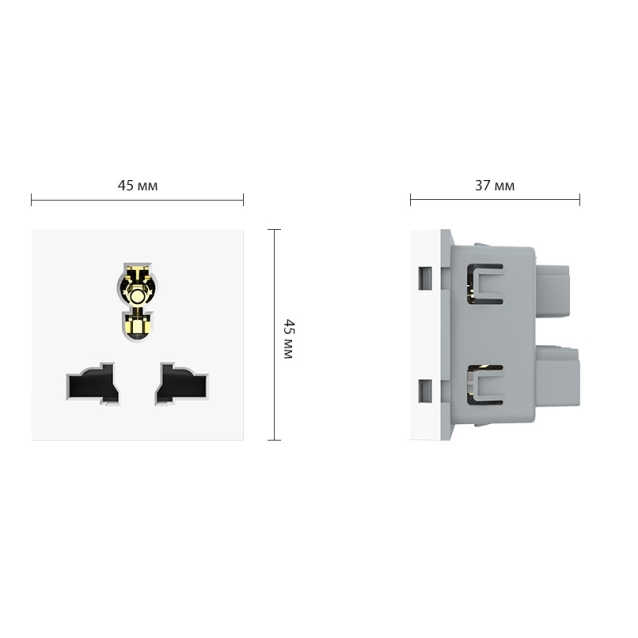 Механизм универсальная розетка 12 стандартов в 1 Livolo белый (VL-FCT22 16A-2WP)
