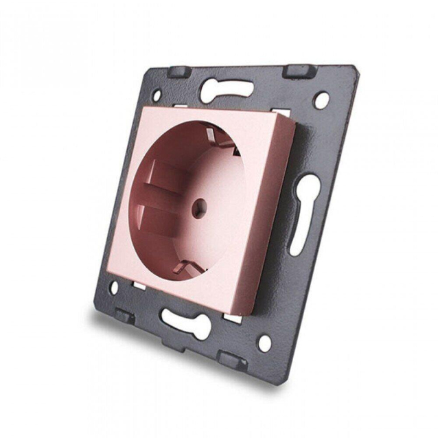 Механизм силовая розетка с заземлением Livolo розовый (C7-C1EU-17)
