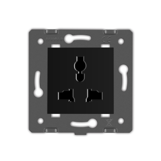 Механизм универсальная розетка 12 стандартов в 1 Livolo черный (VL-C7-C1C-12)