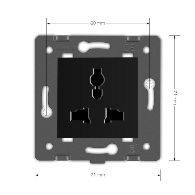 Механизм универсальная розетка 12 стандартов в 1 Livolo черный (VL-C7-C1C-12)