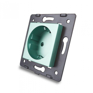 Механизм силовая розетка с заземлением Livolo зеленый (C7-C1EU-18)