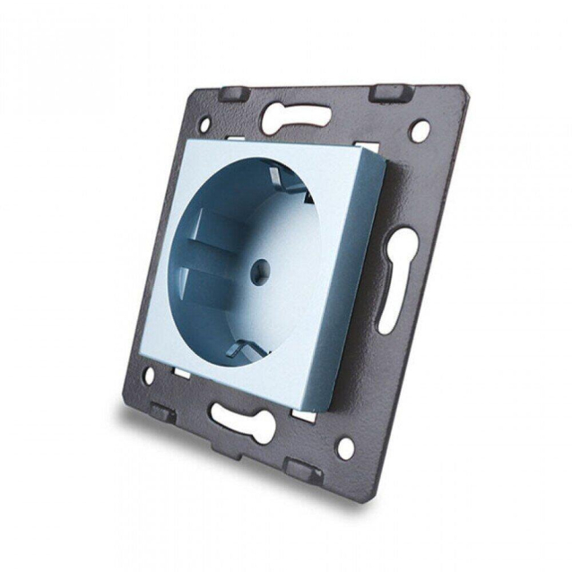 Механизм силовая розетка с заземлением Livolo голубой (C7-C1EU-19)