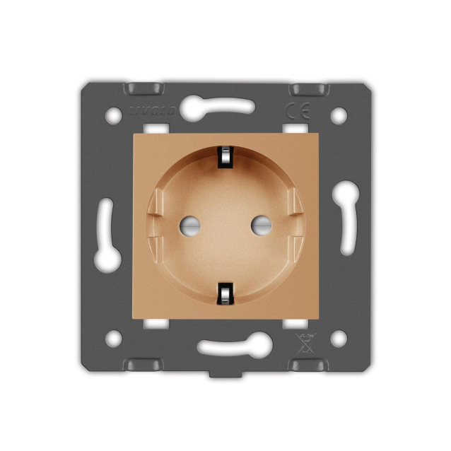 Механизм силовая розетка с заземлением Livolo золото (C7-C1EU-13)