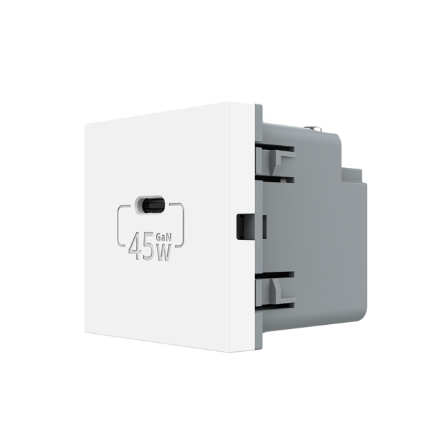 Механизм розетка USB type C с блоком питания 45W Livolo белый (VL-FCUC-2WP)