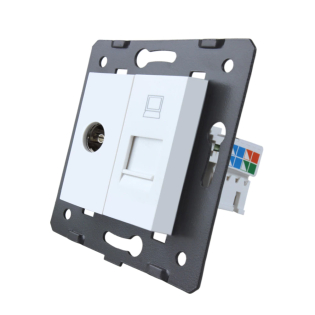 Механизм телевизионная и компьютерная розетка Livolo белый (C7-1V1C-11)