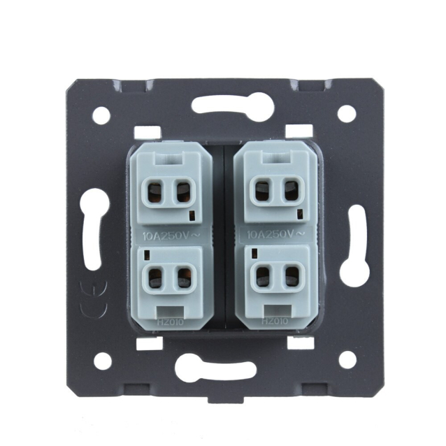 Механизм Универсальная двойная розетка 2 стандарта в 1 Livolo серый (VL-C7-C2A-15)