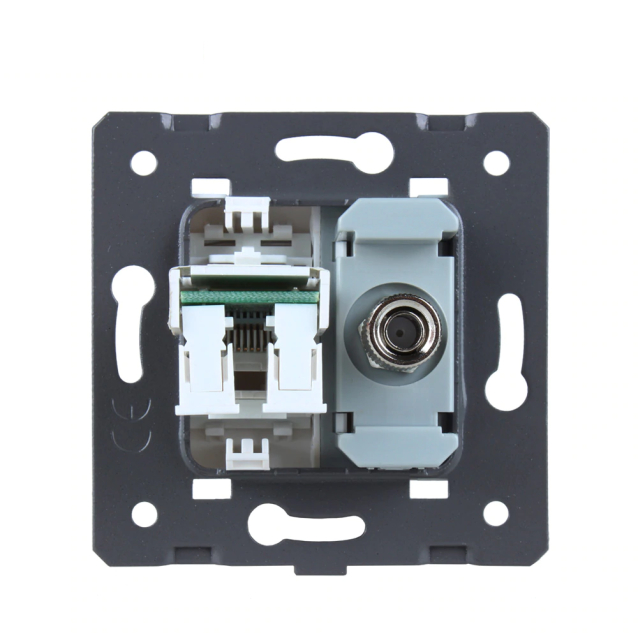 Механизм телевизионная и компьютерная розетка Livolo черный (C7-1V1C-12)