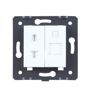 Механизм универсальная розетка и компьютерная розетка RJ-45 Livolo белый (C7-C1A1C-11)