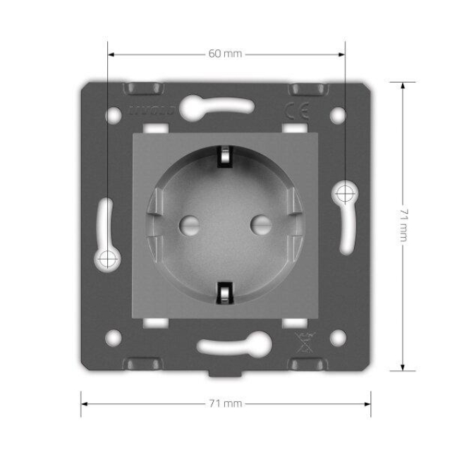 Механизм силовая розетка с заземлением Livolo серый (C7-C1EU-15)