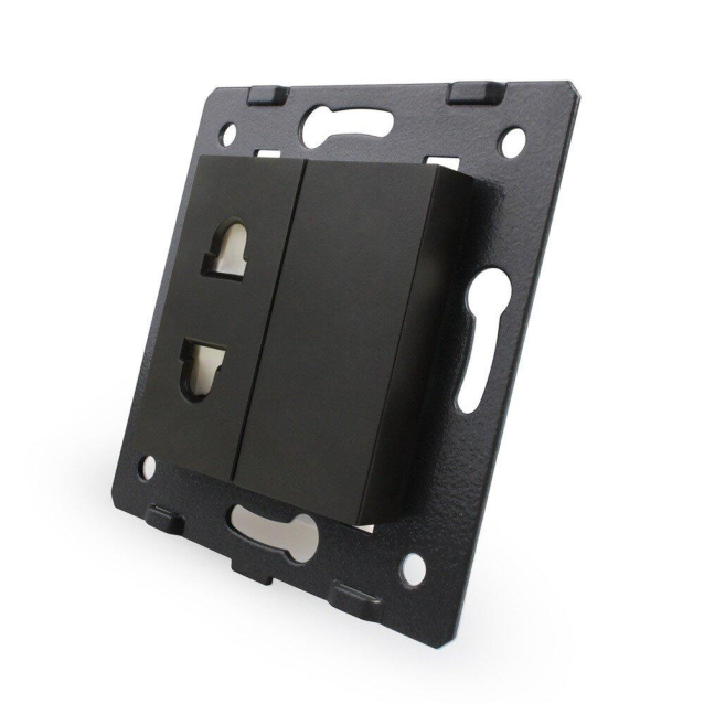 Механизм универсальная розетка 2 в 1 Livolo черный (VL-FCT25 16A-1BP)