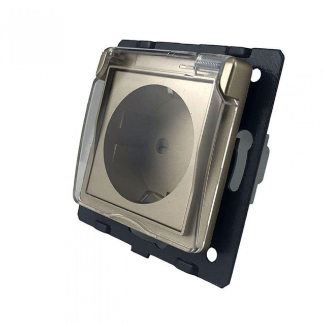 Механизм розетка влагозащищенная с крышкой Livolo золотой (C7-C1EUWF-13)