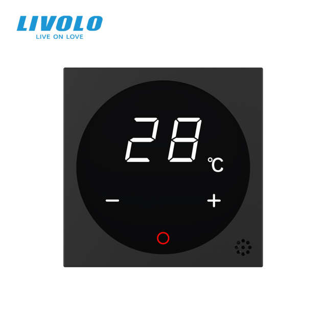 Механизм Терморегулятор со встроенным датчиком температуры Livolo черный (VL-01TM-12)