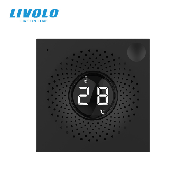 Умный механизм датчик температуры и влажности ZigBee Livolo черный (VL-FCEZ-2BP)