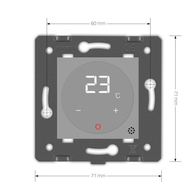 Механизм Терморегулятор со встроенным датчиком температуры Сухой контакт для котлов Livolo серый (C7-01TM3-15)