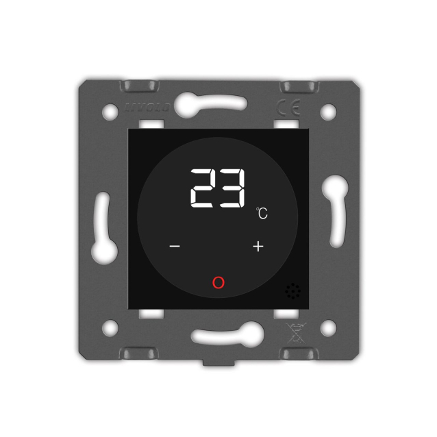 Механизм Терморегулятор со встроенным датчиком температуры Сухой контакт для котлов Livolo черный