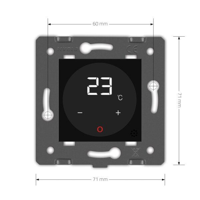 Механизм Терморегулятор со встроенным датчиком температуры Сухой контакт для котлов Livolo черный