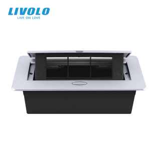Выдвижной розеточный блок на 6 модулей Livolo серый (VL-SHS013-S)