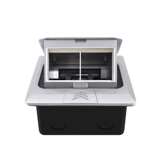 Выдвижной розеточный блок в стол или пол 4-модульный Livolo серый (VL-SHS016-S)