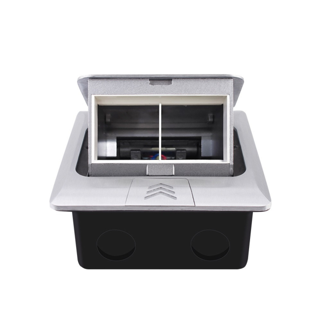 Выдвижной розеточный блок в стол или пол 4-модульный Livolo серый (VL-SHS016-S)