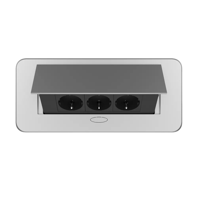 Мебельная розетка тройная Livolo черные в сером (VL-SHS013-EU12-S)